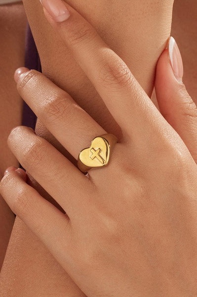 18K STAINLESS STEEL TARNISH FREE CROSS RING | 40R151