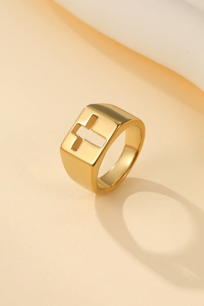 18K STAINLESS STEEL TARNISH FREE CROSS RING | 40R152