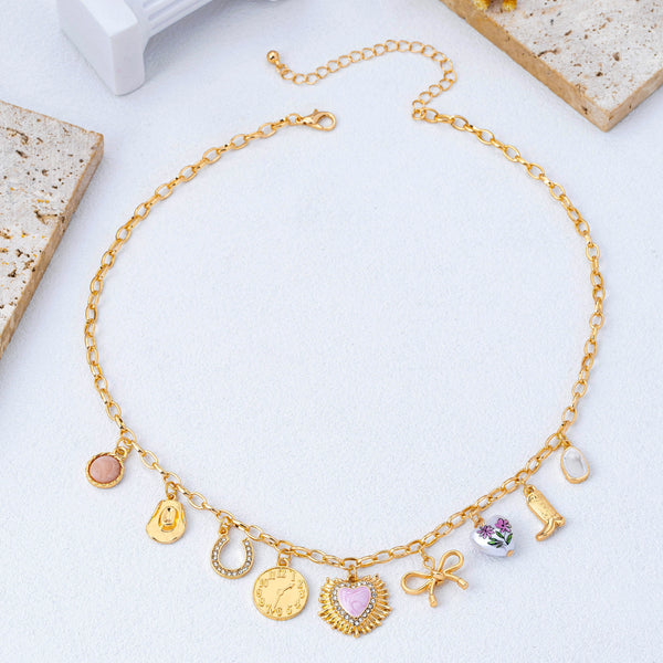 Pink Heart & Western Charm Necklace | 80N93228