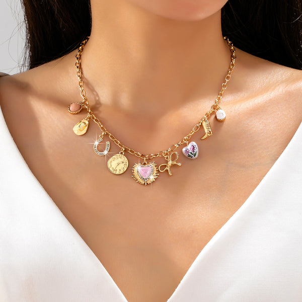 Pink Heart & Western Charm Necklace | 80N93228