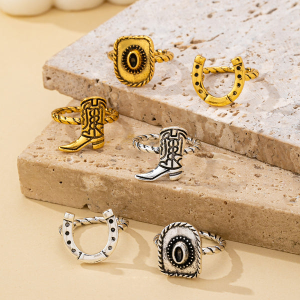 Western Antique Lasso & Hat Stackable Rings | 80R287