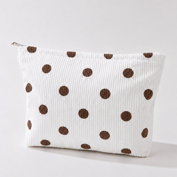 CORDUROY POLKA DOT COSMETIC MAKEUP POUCH BAG | 40P625