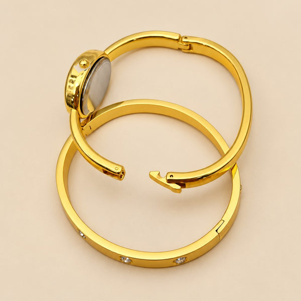 Oval Bangle Watch & Crystal Bracelet Set | 40WTH102