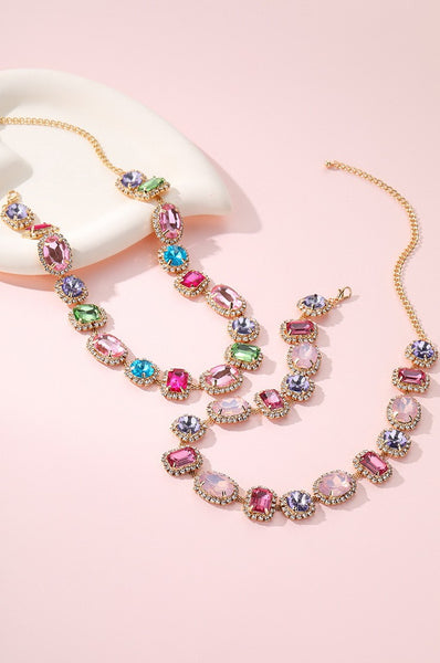 Multi Color Gemstone Statement Necklace | 40NK9718