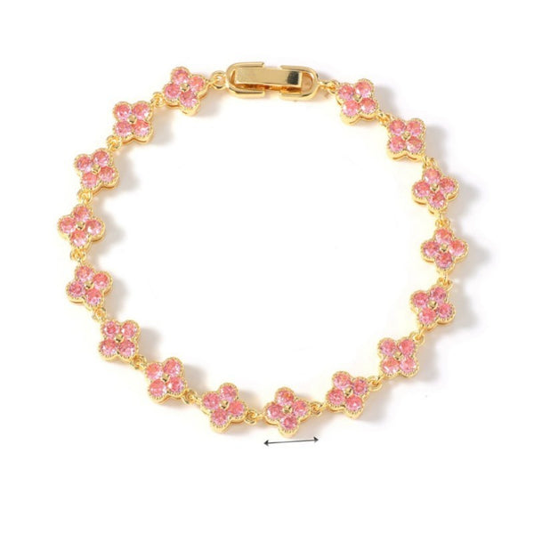 Dainty Gold-Tone Quatrefoil Crystal Bracelet | 40B5260