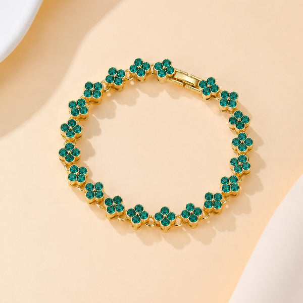 Dainty Gold-Tone Quatrefoil Crystal Bracelet | 40B5260