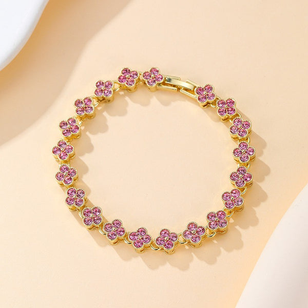 Dainty Gold-Tone Quatrefoil Crystal Bracelet | 40B5260