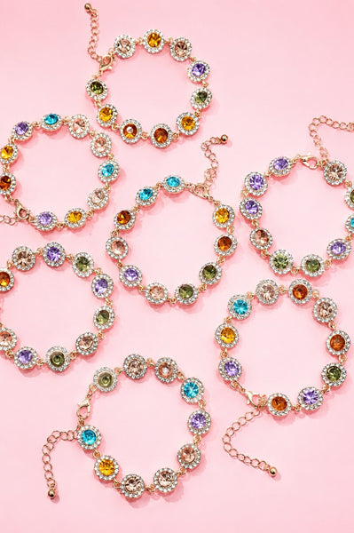Multicolor Crystal Sunflower Halo Link Bracelet | 40B5261