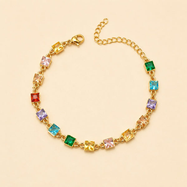 18K STAINLESS STEEL RAINBOW CRYSTAL BRACELET | 40B5264