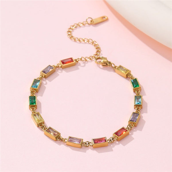18K STAINLESS STEEL RAINBOW CRYSTAL BRACELET | 40B5265
