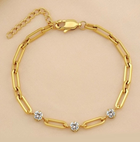 18K STAINLESS STEEL TARNISH FREE CRYSTAL BRACELET | 40B5266