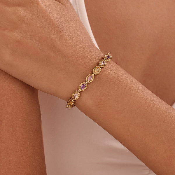 Multicolor Rainbow Crystal Halo Bracelet | 40B5268
