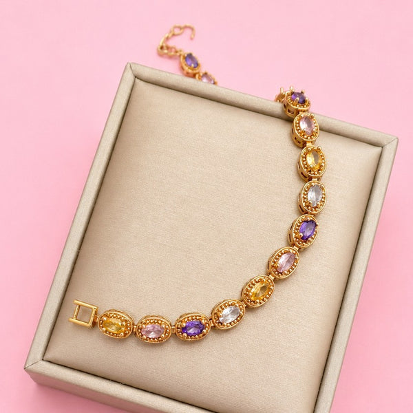 Multicolor Rainbow Crystal Halo Bracelet | 40B5268