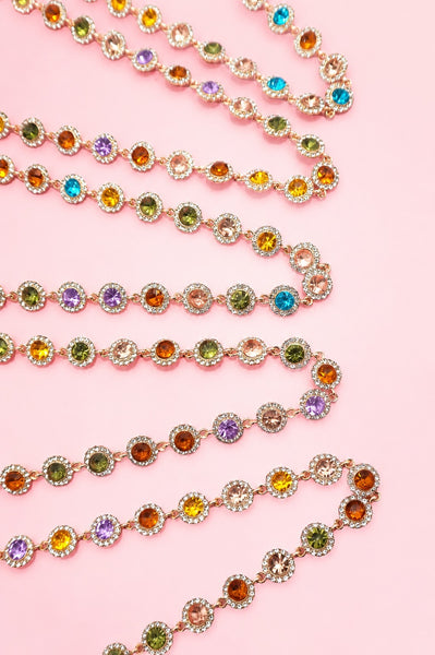 Rainbow Crystal Halo Statement Necklace | 40NK9719