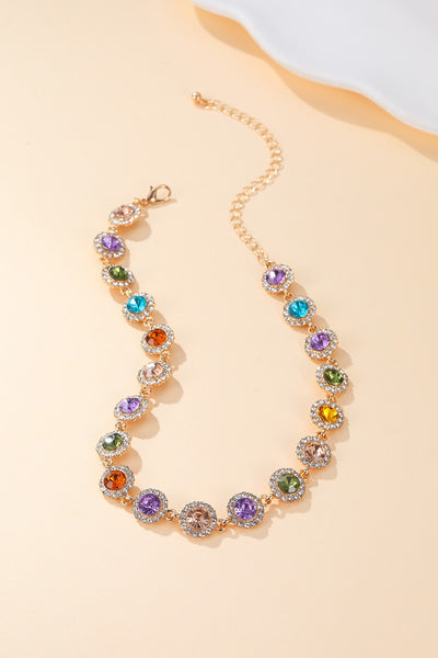 Rainbow Crystal Halo Statement Necklace | 40NK9719