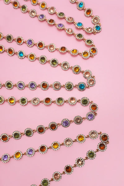 Rainbow Crystal Halo Statement Necklace | 40NK9719