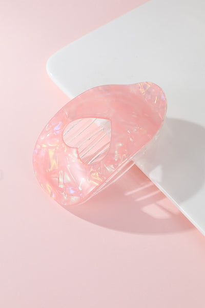 Iridescent Heart Cut-Out Acetate Hair Claw Clip | 40H1111