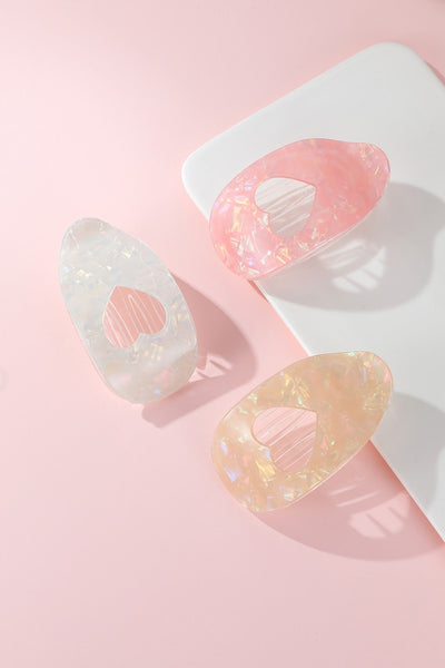 Iridescent Heart Cut-Out Acetate Hair Claw Clip | 40H1111