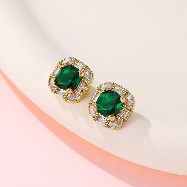 Cushion-Cut Jewel Stud Earrings | 40E521