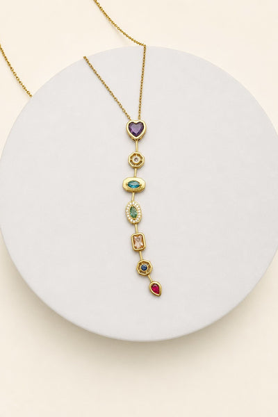 Multicolored Mixed-Shape Jewel Y Necklace | 40NK9721