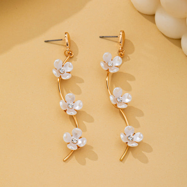 Mother of Pearl Flower Vine Drop Earrings | 80E62398