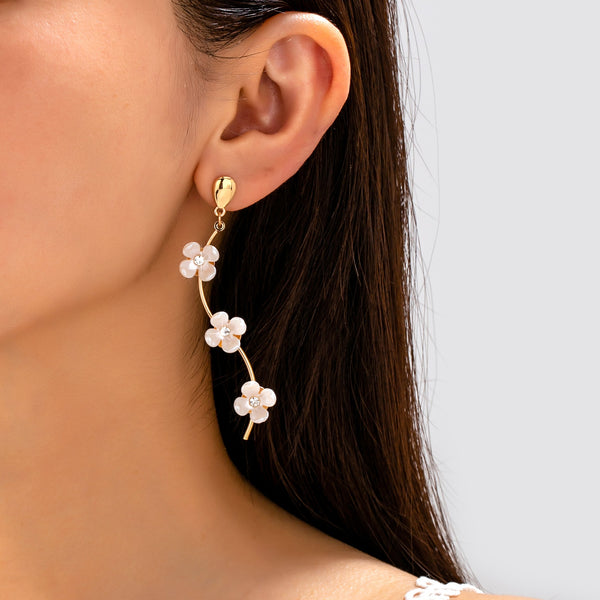 Mother of Pearl Flower Vine Drop Earrings | 80E62398