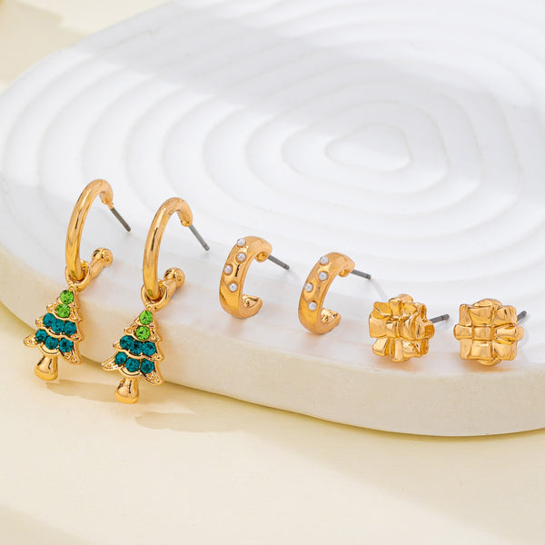 Christmas Tree & Gift Trio Earring Set | 80E62411