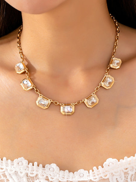 Emerald-Cut Crystal Statement Drop Necklace | 80N93252