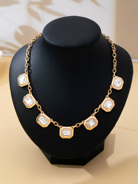 Emerald-Cut Crystal Statement Drop Necklace | 80N93252