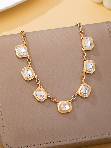 Emerald-Cut Crystal Statement Drop Necklace | 80N93252