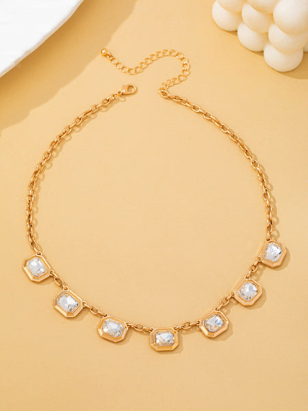 Emerald-Cut Crystal Statement Drop Necklace | 80N93252