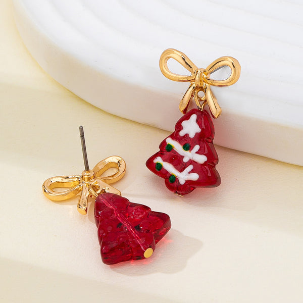 Christmas Tree Bow Drop Earrings | 80E62408