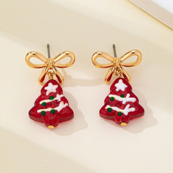 Christmas Tree Bow Drop Earrings | 80E62408