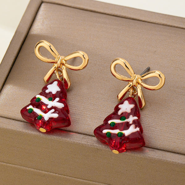 Christmas Tree Bow Drop Earrings | 80E62408