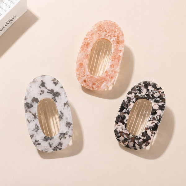 High-Gloss Marble Oval Claw Clip | 40H1120