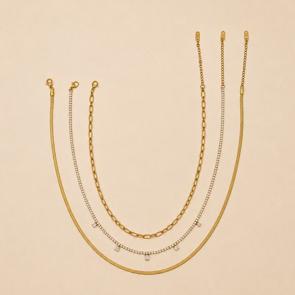 18K STAINLESS STEEL LAYERED NECKLACE SET | 40NK9723