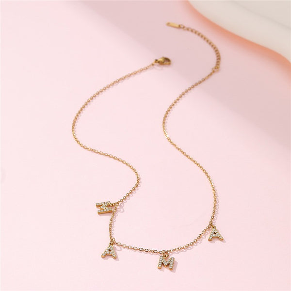 18K STAINLESS STEEL TARNISH FREE MAMA NECKLACE | 40NK9727