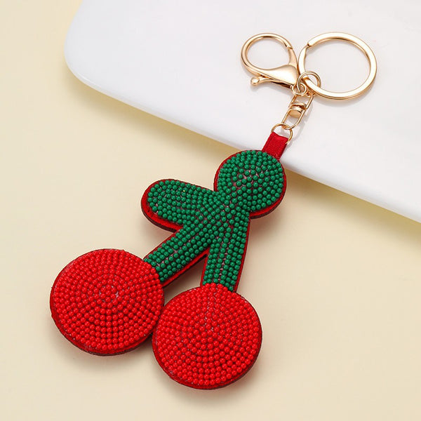 Beaded Fruit Lemon Strawberry Cherry Keychains | 40KC187