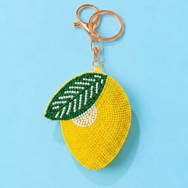 Beaded Fruit Lemon Strawberry Cherry Keychains | 40KC187