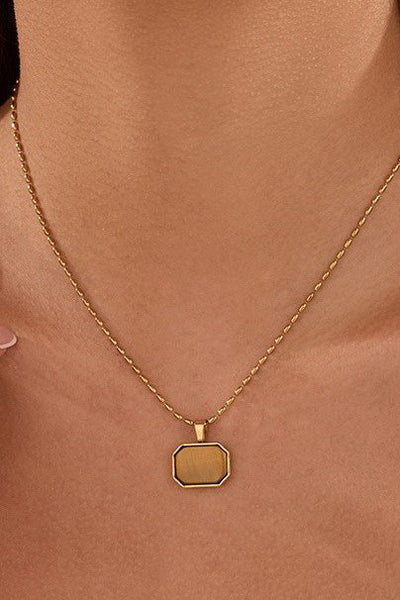 18K STAINLESS STEEL TARNISH FREE GEMSTONE NECKLACE | 40NK9733