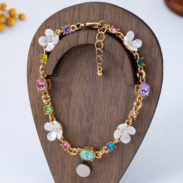 Floral Multi Gem Charm Bracelet | 80B1813