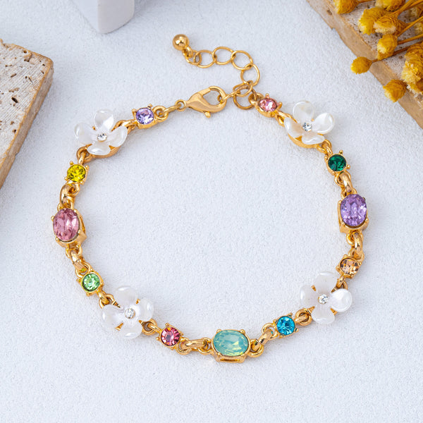 Floral Multi Gem Charm Bracelet | 80B1813
