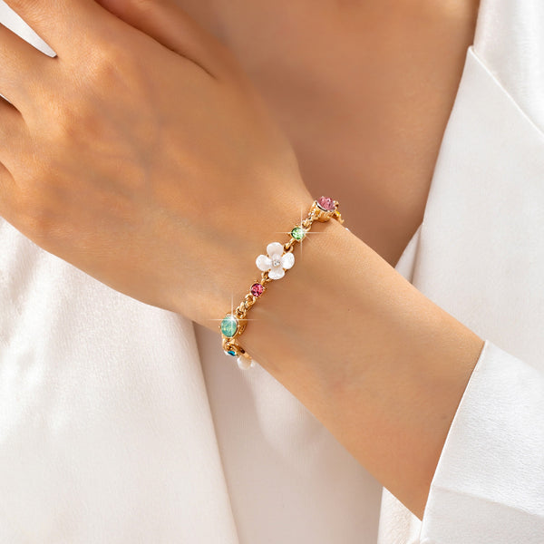Floral Multi Gem Charm Bracelet | 80B1813