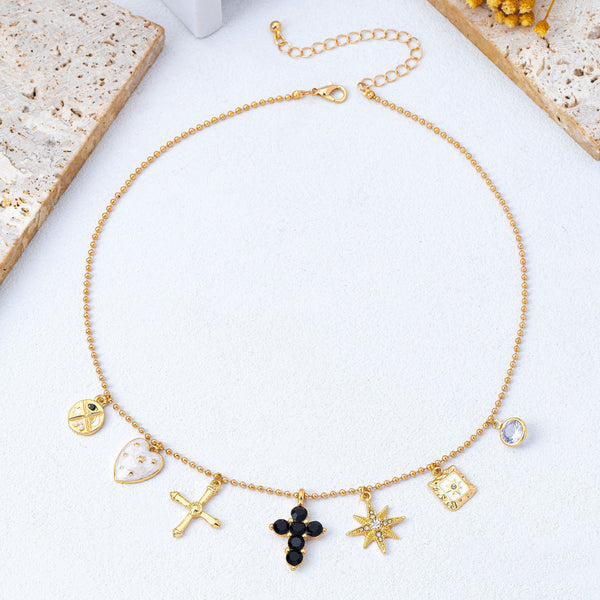 Cross Celestial Charm Ball Chain Necklace | 80N93299
