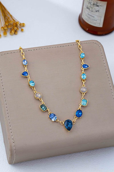 Ombré Sapphire-Hued Crystal Statement Necklace | 80N93305