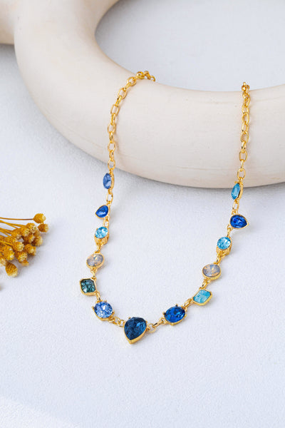 Ombré Sapphire-Hued Crystal Statement Necklace | 80N93305