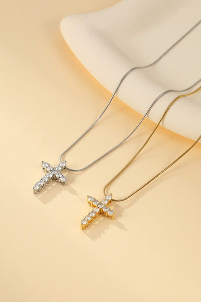 18K STAINLESS STEEL TARNISH FREE CROSS NECKLACE | 40NK9731