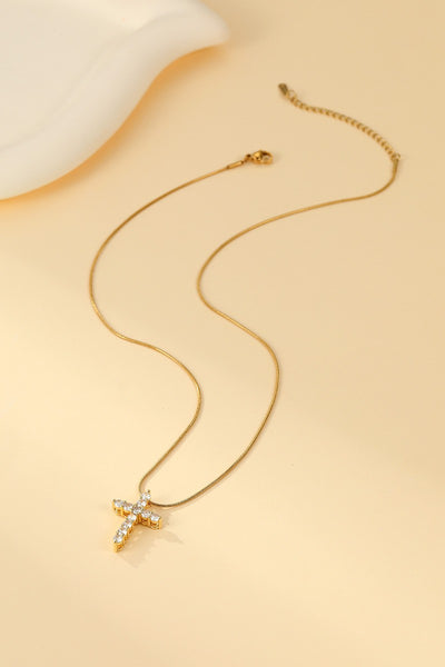 18K STAINLESS STEEL TARNISH FREE CROSS NECKLACE | 40NK9731