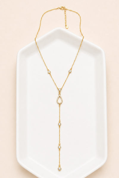 STAINLESS STEEL TARNISH FREE RHINESTONE Y NECKLACE | 40NK9734