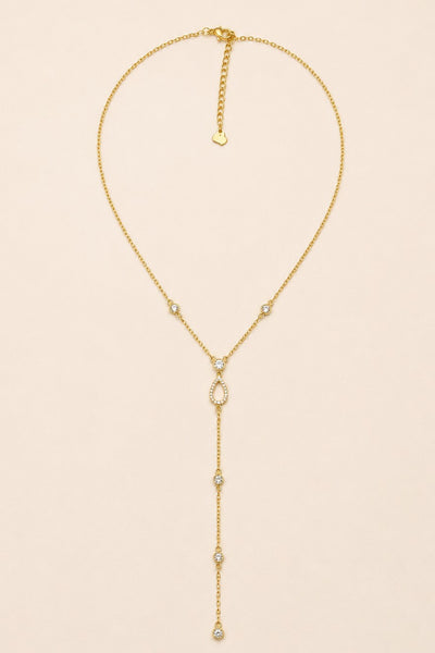 STAINLESS STEEL TARNISH FREE RHINESTONE Y NECKLACE | 40NK9734